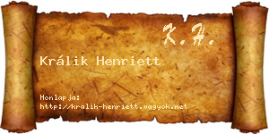 Králik Henriett névjegykártya